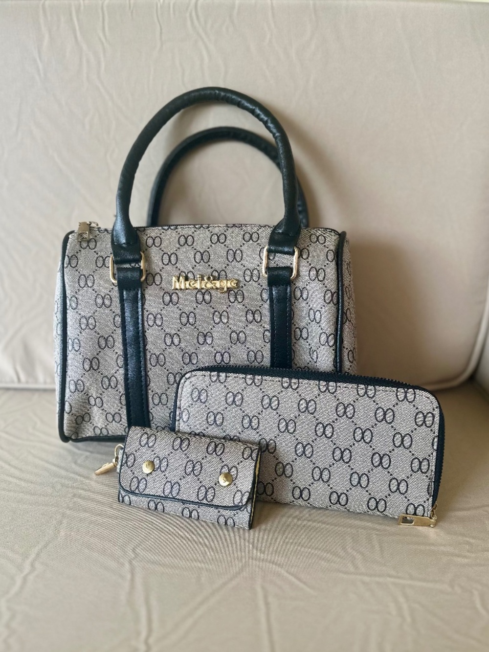 Mei & Ge (3 Piece Set) Satchel Handbag with Matching Wallet and Key Holder - Picture 2 of 14